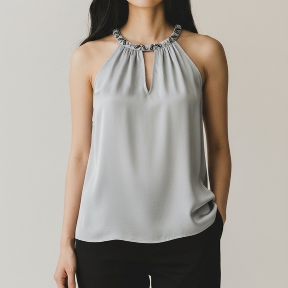 BCBGMaxAzria Light Blue Racerback Halter Top